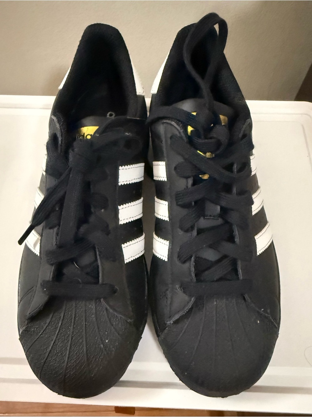 adidas Youth Black Sneakers with White Stripes - Low Top Lace-Up